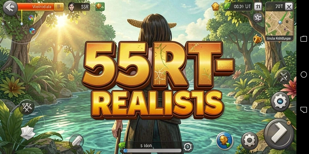 Tampilan gameplay dari 55RT yang menampilkan interaksi karakter.