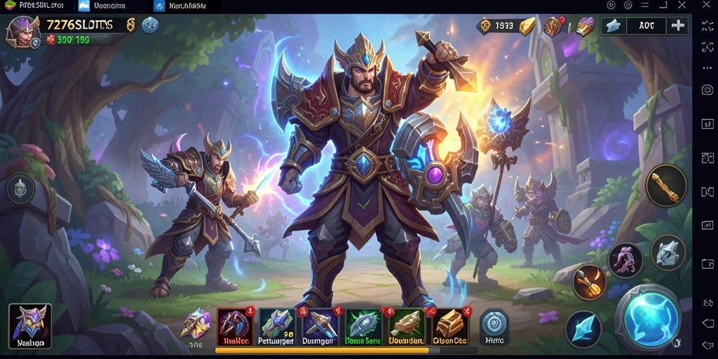 Screenshot gameplay 7276SLOTS menampilkan pertempuran yang intens dan karakter yang menarik.