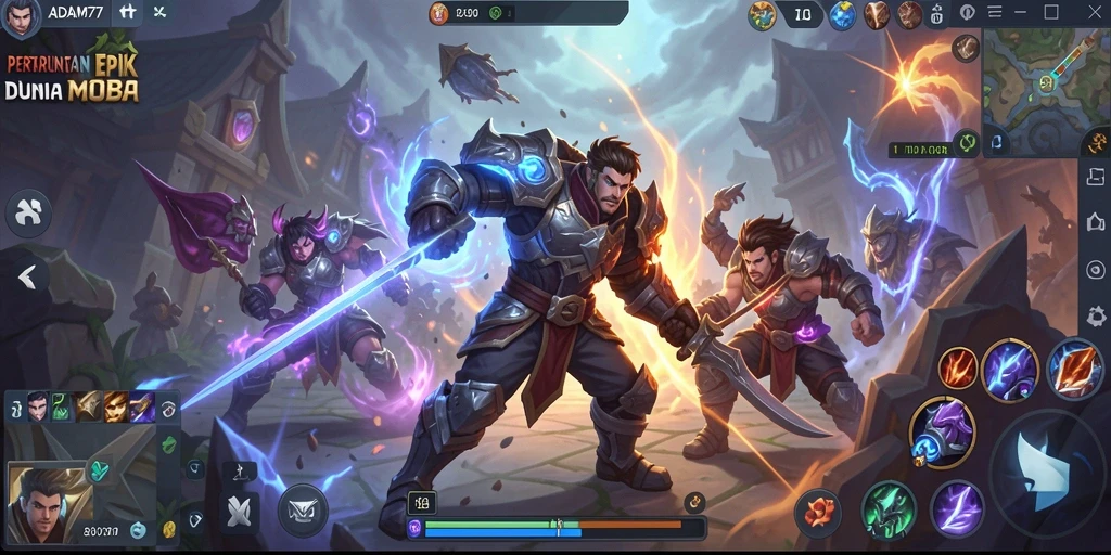 Tangkapan layar gameplay seru dari ADAM77 MOBA.