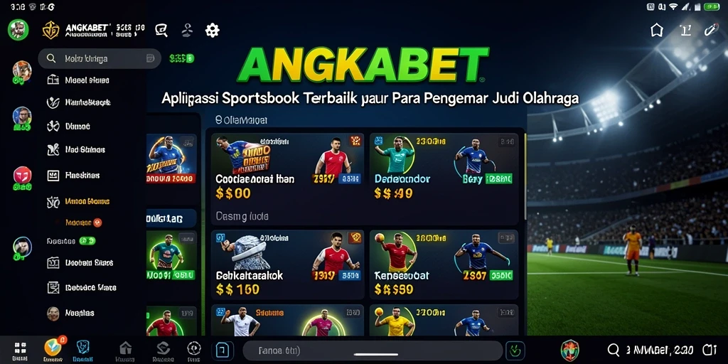 Tampilan layar utama ANGKABET dengan pilihan taruhan olahraga.