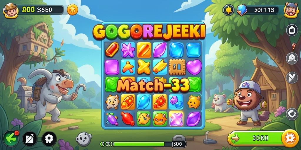 Tampilan gameplay GOGOREJEKI dengan tantangan Match-3 yang seru.