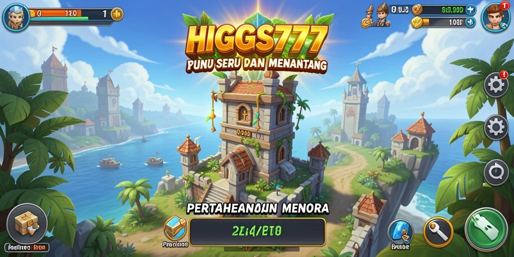 Tampilan aksi seru dalam gameplay Tower Defense HIGGS777.