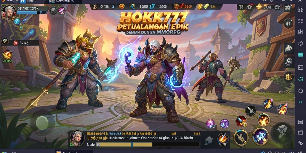 Tangkapan layar utama HOKI777 menunjukkan pertempuran epik di dunia MMORPG.