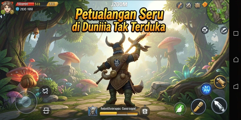 Screenshot J200M menampilkan aksi seru di dunia petualangan.