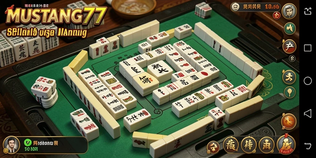 Tampilan screenshot utama MUSTANG77 menampilkan gameplay Mahjong yang mendebarkan.