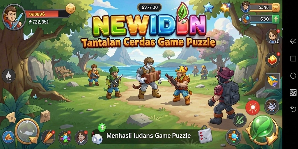 Tampilan gameplay seru dalam NEWIDN yang penuh teka-teki menantang.