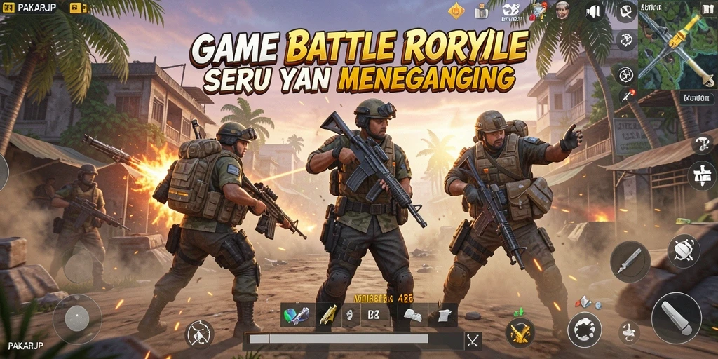 Tampilan gameplay PAKARJP penuh aksi Battle Royale yang menegangkan.