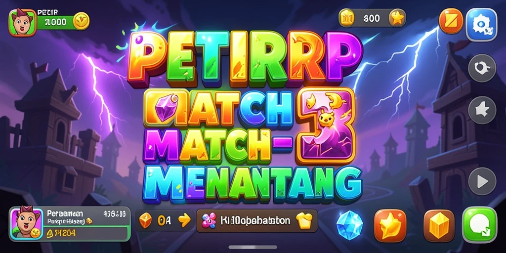 Tampilan menarik dari gameplay PETIRRP menampilkan aksi Match-3 yang seru.