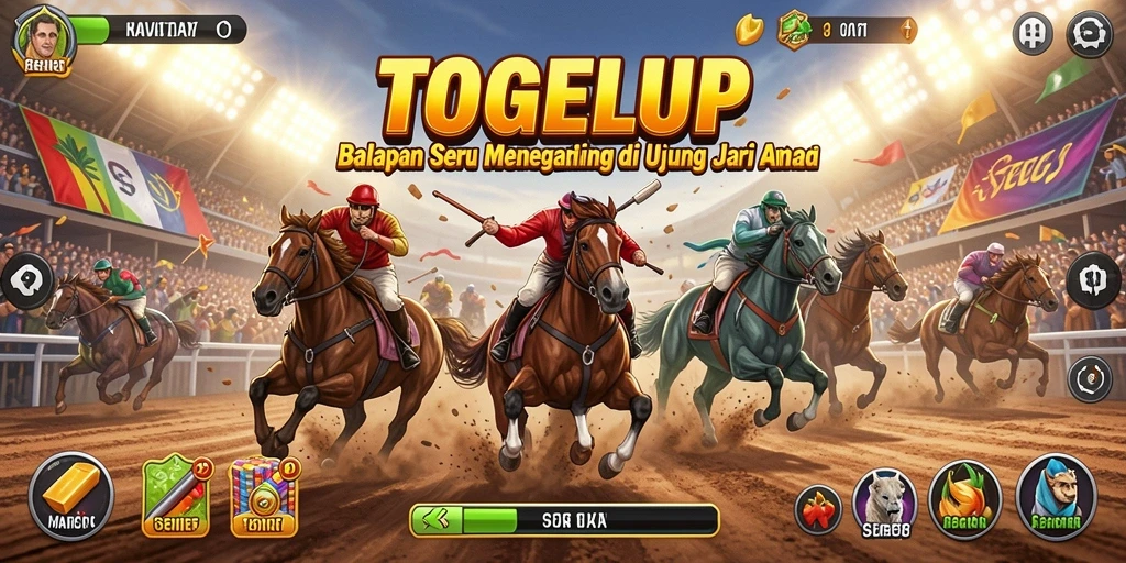 Screenshot utama TOGELUP menampilkan aksi balapan yang mendebarkan.